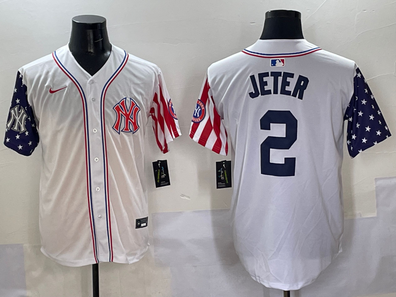 Men 2025  MLB New York Yankees #2 Jeter white jersey style 3